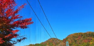 สะพานแขวนริวจิน สะพานแขวนคนเดินยาวที่สุดในเกาะฮอนชู (Ryujin Suspension Bridge) จ.อิบารากิ
